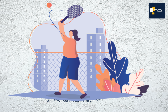 Download Flat Illustration Tennis Athlete - Premium Bundle