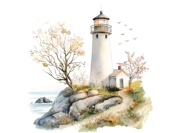 Download 10 Lighthouse in Spring Nature Landscape - Spring Collection